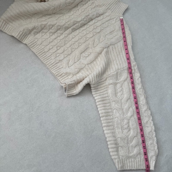 Topshop Cream Chunky Cable Balloon Long Sleeve Boho Cozy Knit Sweater  Size 14 - Picture 11 of 12